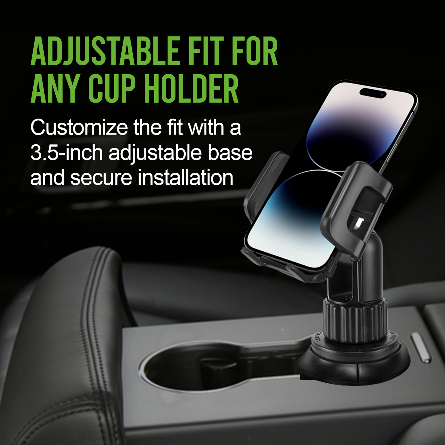 Cellet Car Phone Mount Holder Car Cup Holder Phone Holder Mount, Adjustable Compatible with Apple iPhone 12 Pro Max Mini 11 SE XS XR X 8 Plus Samsung Note 20 10 Galaxy S21 S20 Moto Pixel