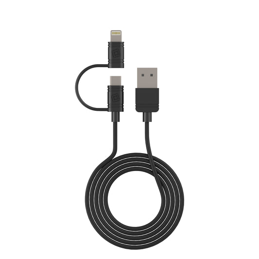DAAPP5TK - Cellet 2-in-1 Charging & Data Sync Cable – 3.3FT Micro USB & Apple Lightning Connector – MFi Certified for iPhone, iPad, iPod & Android Devices