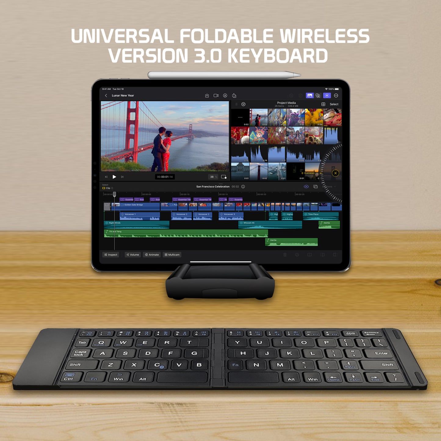 BKP200 - Cellet Universal Fold-able Wireless Version 5.1 Keyboard for Tablets and Smartphones