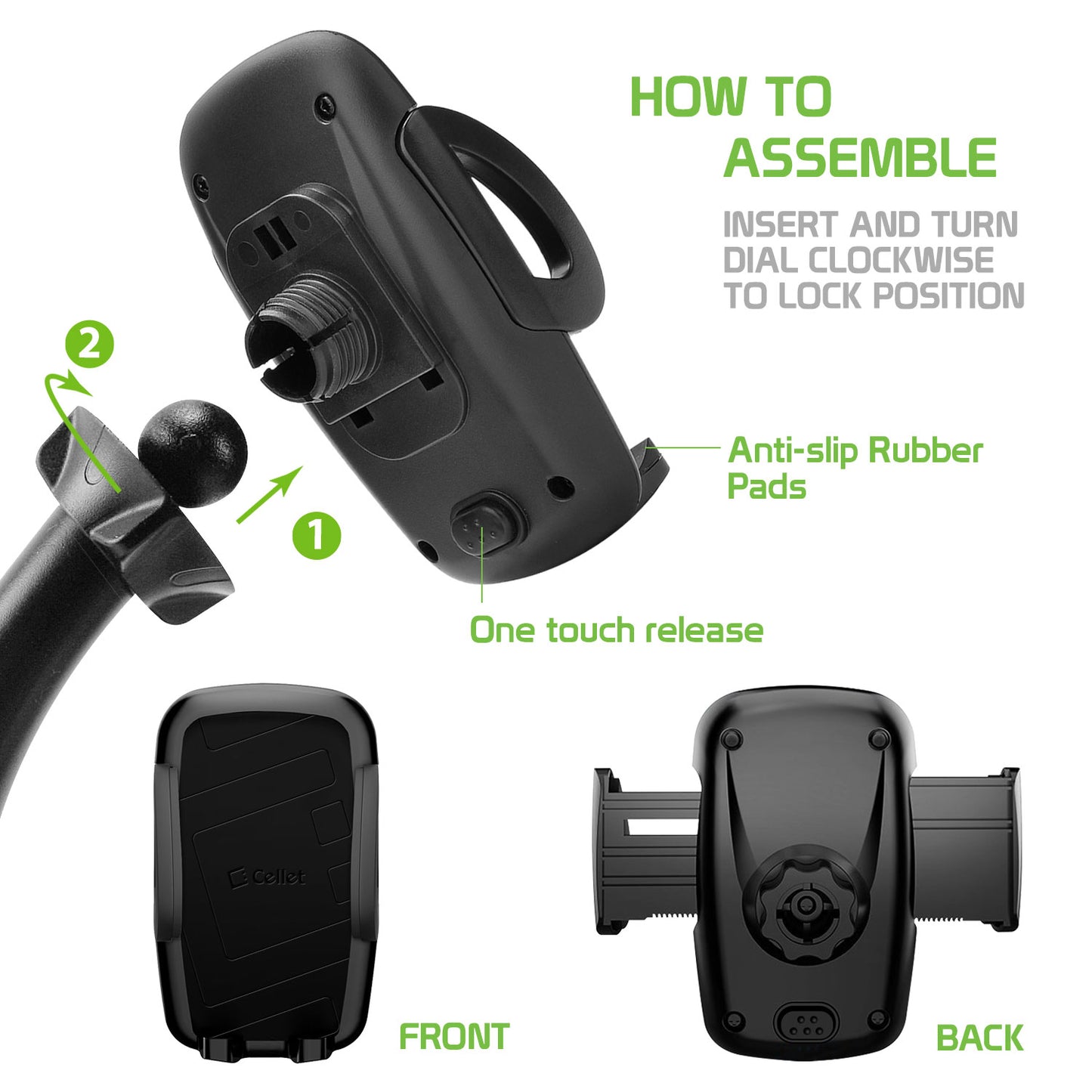 PHCN200CD - Cellet Universal CD Slot Car Phone Mount – 360° Rotating Holder with One-Touch Release, Anti-Slip Rubber Grip, Fits Smartphones Up to 3.5” Wide – Secure CD Base, Hands-Free GPS & Calling