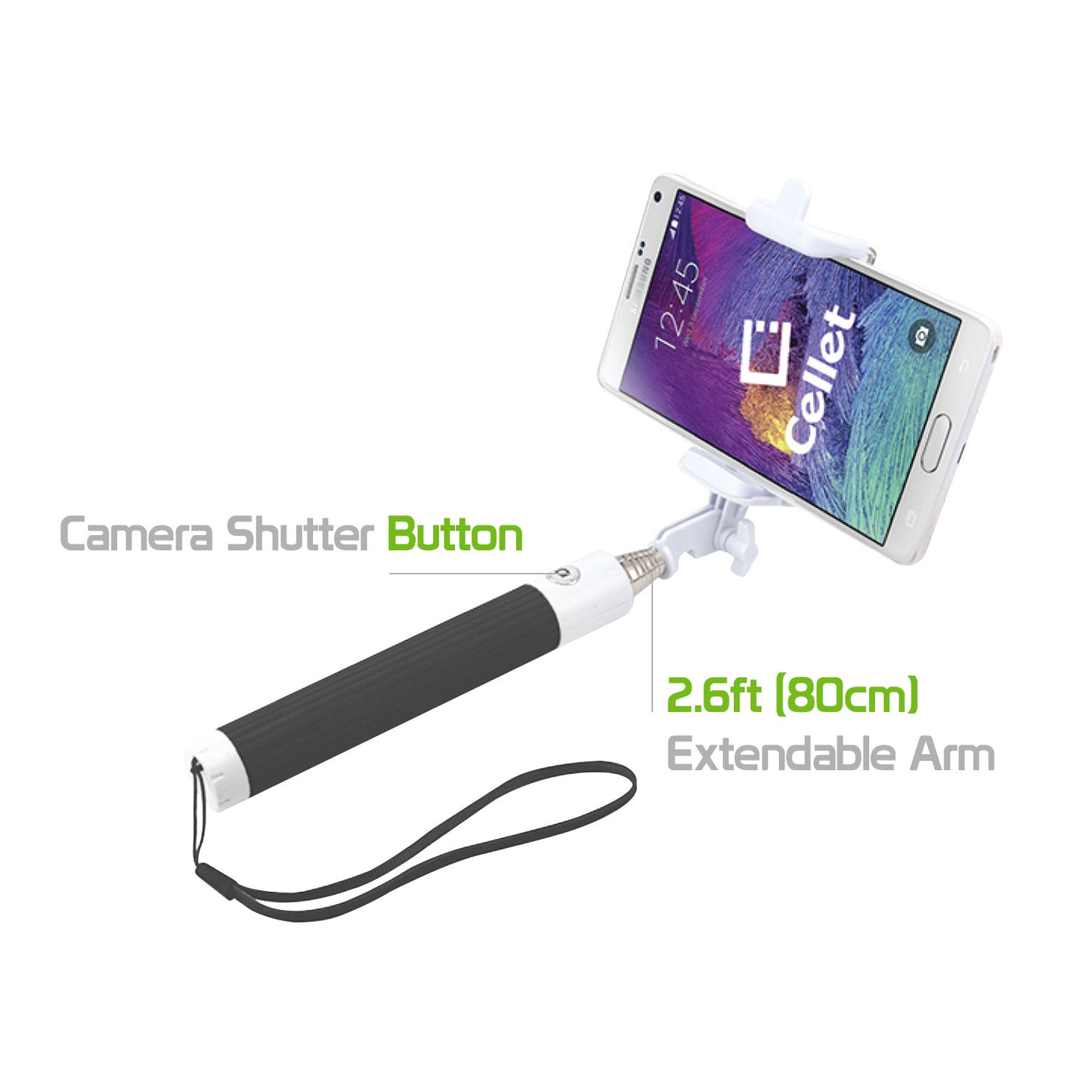 ACPOD4BK - Wireless Self-Portrait Handheld Selfie Stick for Smartphones and Cameras - Black