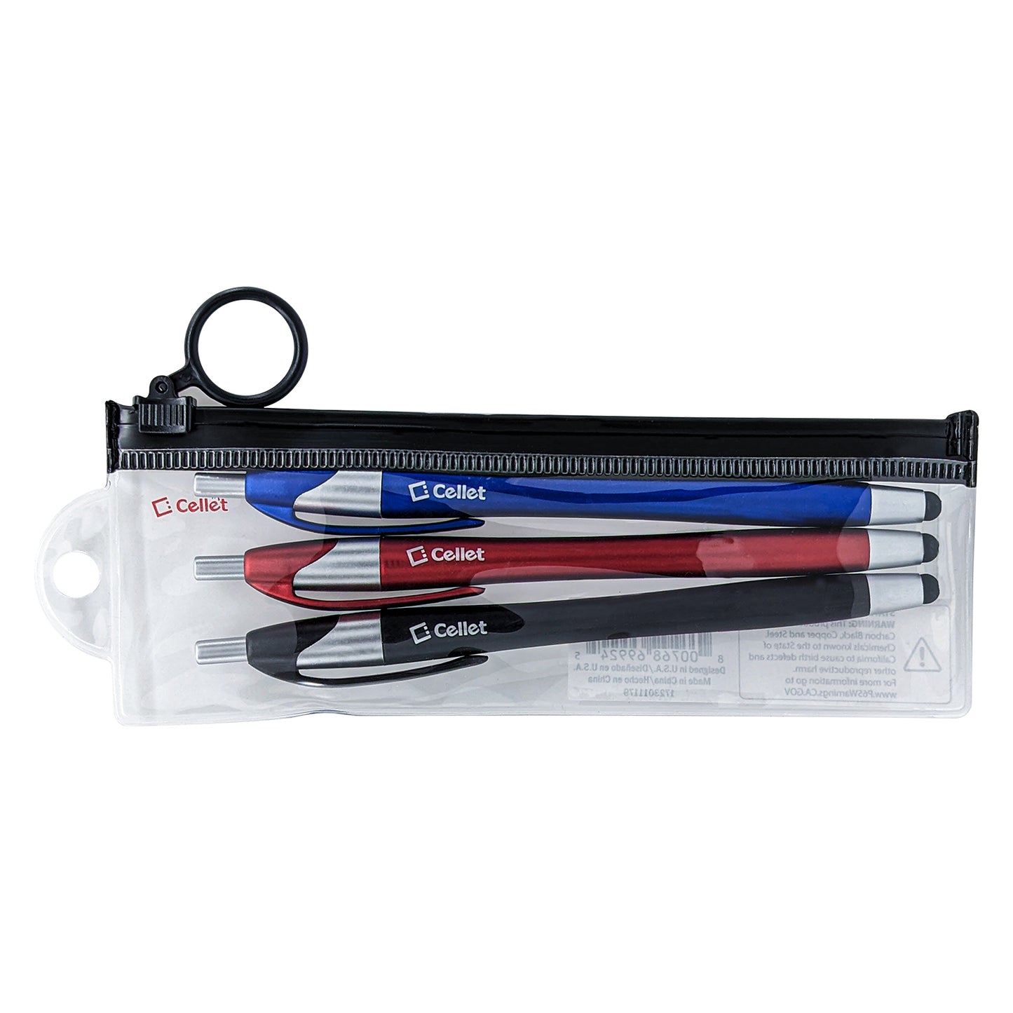 3-PACK STYLUS + INK PEN - BLACK / BLUE / RED INK
