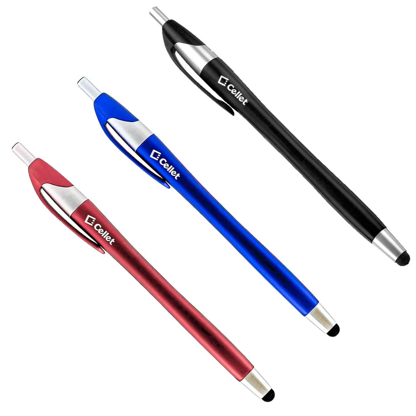 3-PACK STYLUS + INK PEN - BLACK / BLUE / RED INK