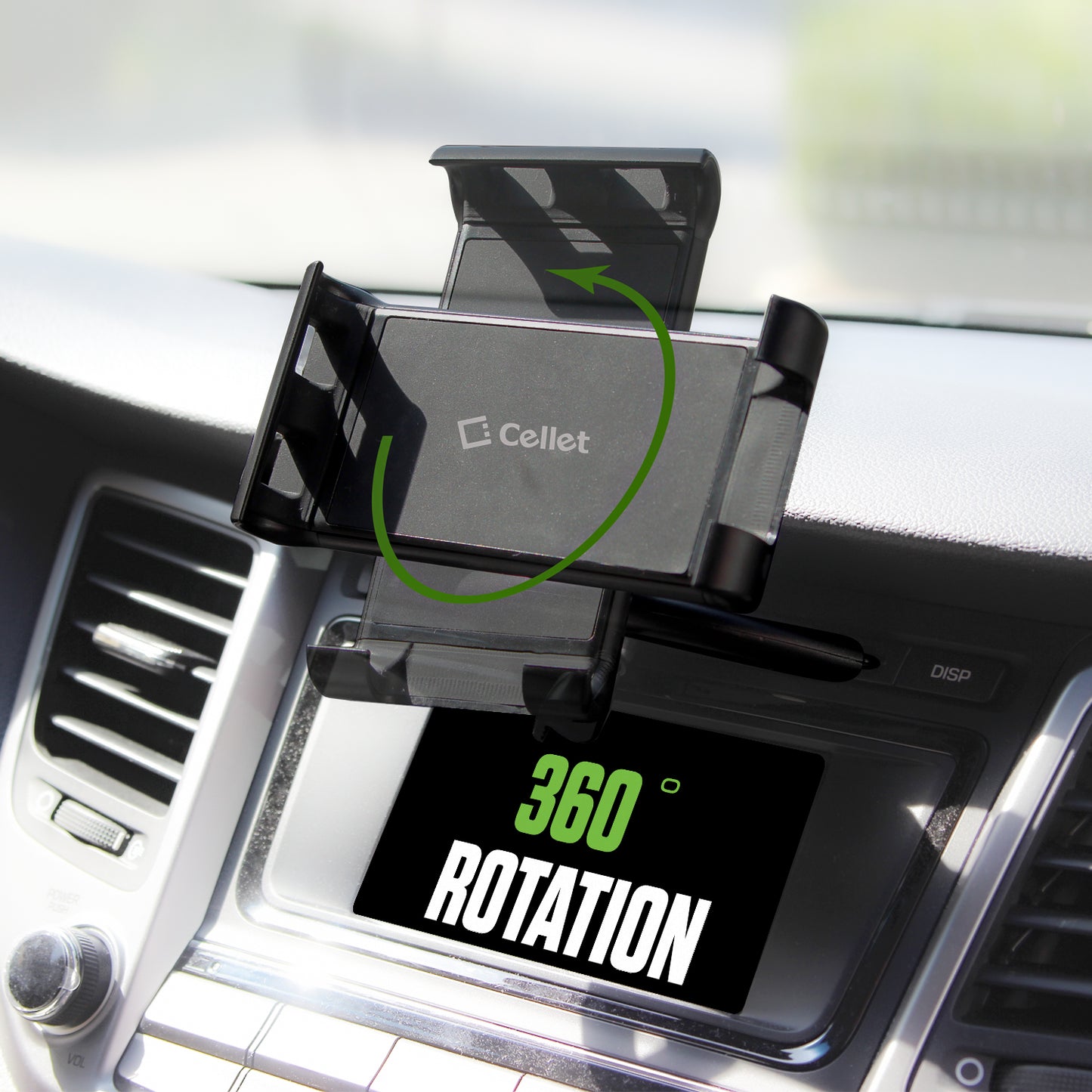 PHCDTAB- Cellet Tablet CD Slot Mount – Universal Car Tablet Holder for iPad Pro, iPad Mini, Samsung Galaxy Tab, Kindle – Fits Devices Up to 6.8” Wide, 360° Rotation, Secure Lock & Stabilizing Knob