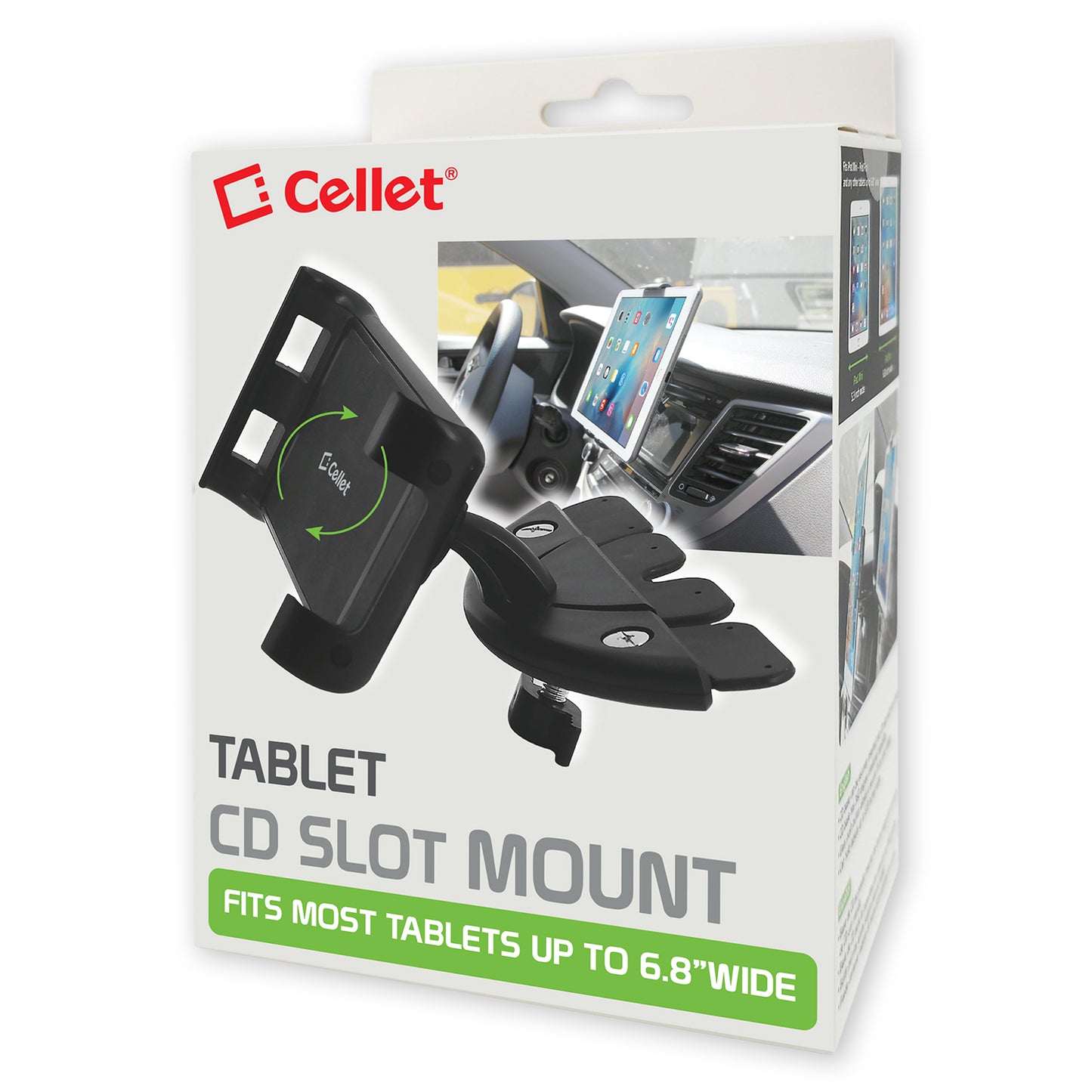 PHCDTAB- Cellet Tablet CD Slot Mount – Universal Car Tablet Holder for iPad Pro, iPad Mini, Samsung Galaxy Tab, Kindle – Fits Devices Up to 6.8” Wide, 360° Rotation, Secure Lock & Stabilizing Knob