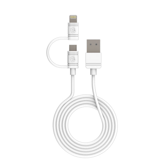 DAAPP5TKWT - Cellet 2-in-1 Charging & Data Sync Cable – 3.3FT Micro USB & Apple Lightning Connector – MFi Certified for iPhone, iPad, iPod & Android Devices