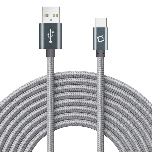DCA420GY - USB-C Cable, Cellet 4ft (1.2m) Heavy Duty Nylon Braided USB-C to USB-A for HTC 10, LG G5, Nexus 5X/6P, LG V20, Samsung Galaxy Note 7 - Gray