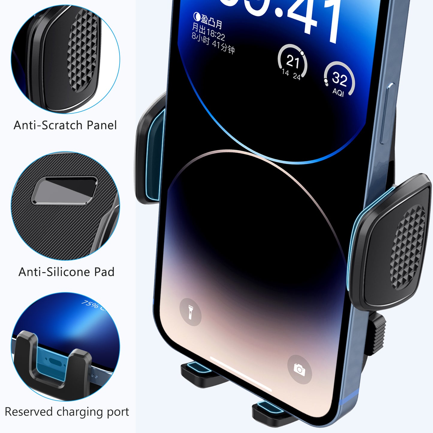 PHD300 - 🚗 Cellet Universal Car & Desk Phone Mount - Strong 3M Adhesive Pad, 360° Rotation, One-Touch Release - Secure Windshield, Dashboard & Countertop Holder for iPhone, Samsung, Android