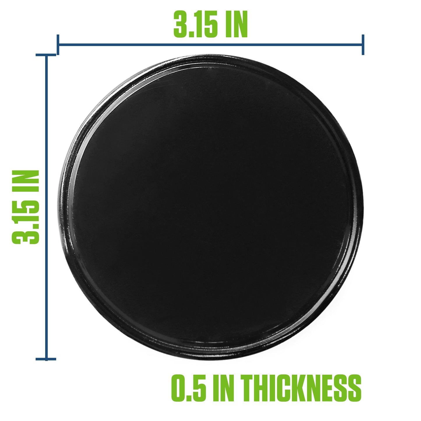 DISK2 - Extra Strength Sticky Gel Pad - Multipurpose Anti-Slip Dash Mount for Phone, Keys, Glasses - Washable & Reusable Double Sided Adhesive Disk for Car, Home, Office - 3.15" Large Round Black, 2-Pack
