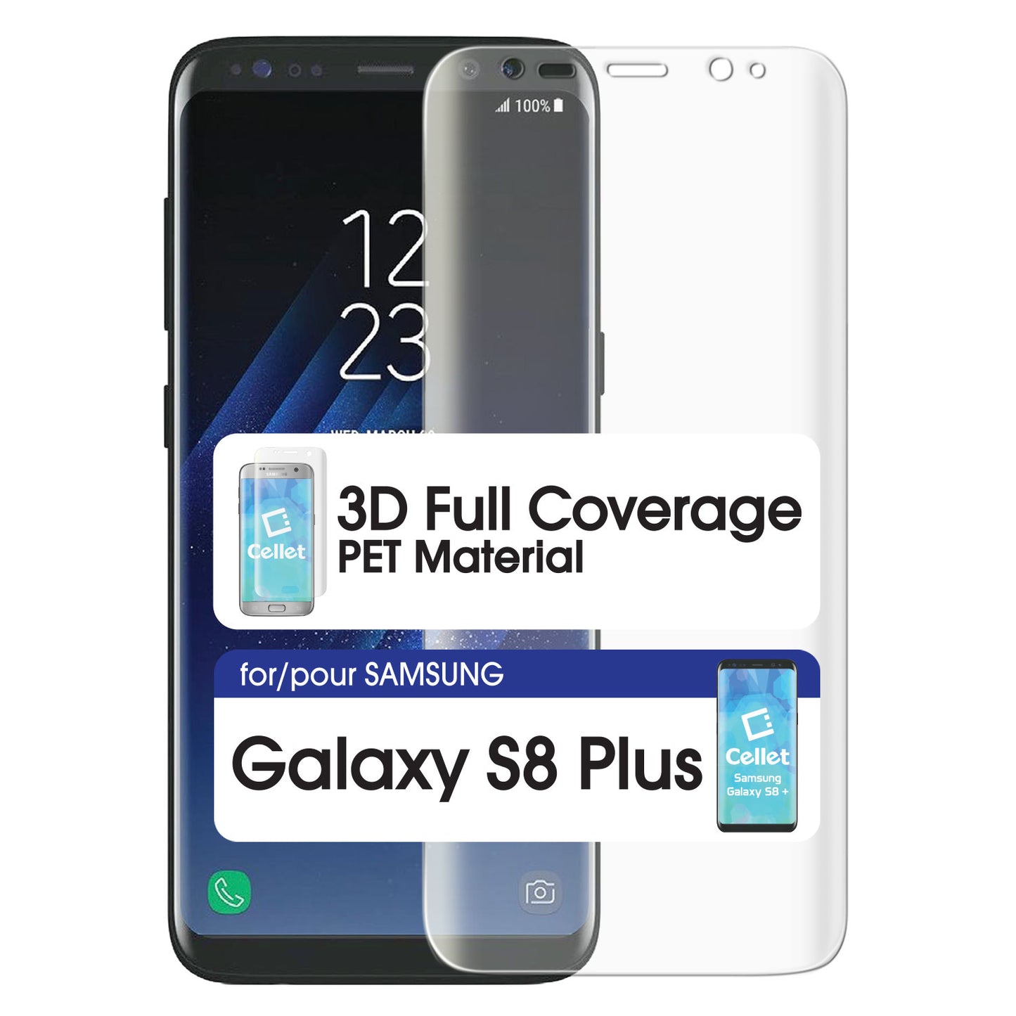 STSAMS8P - Cellet Full Coverage Flexible PET Film Screen Protector for Samsung Galaxy S8 Plus