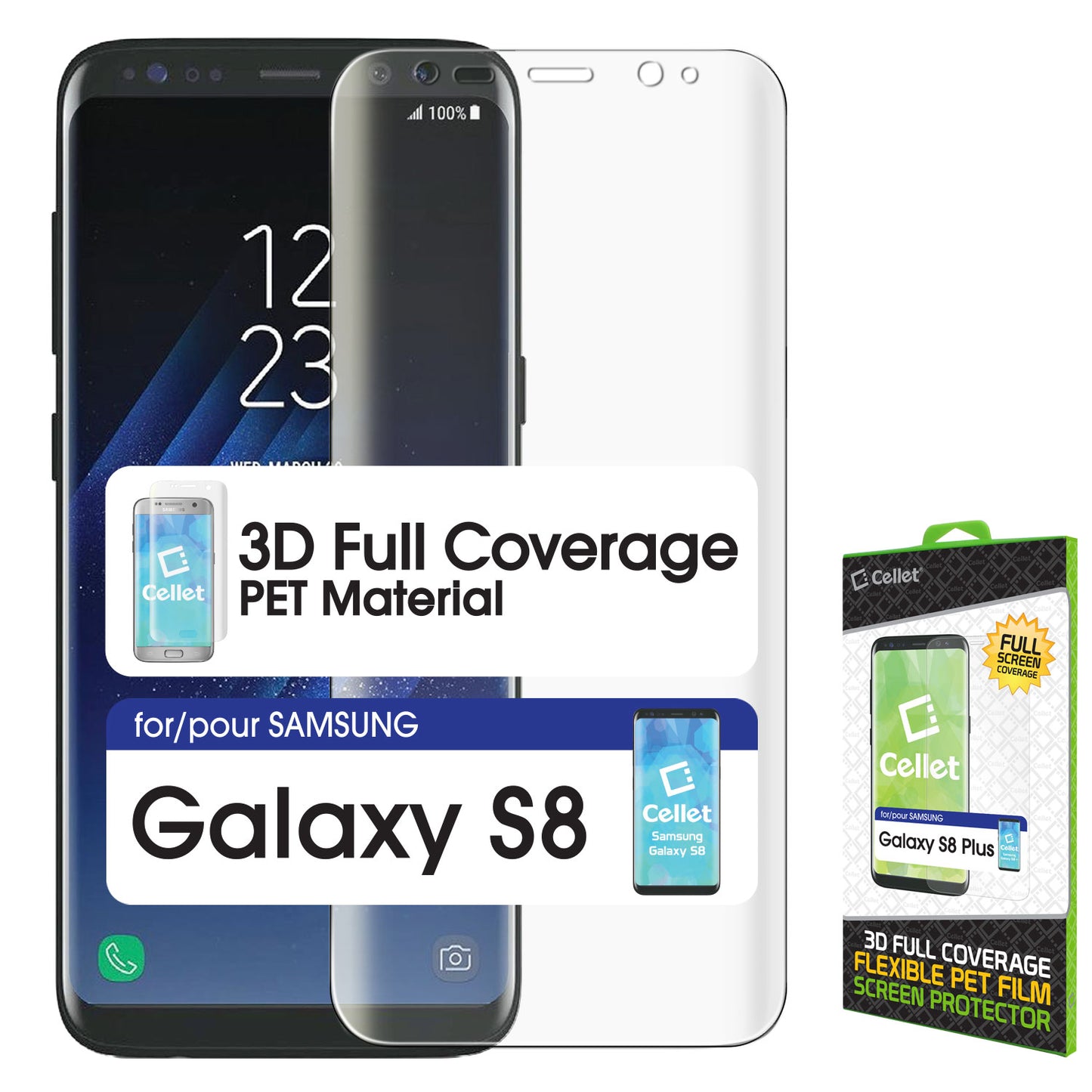 STSAMS8P - Cellet Full Coverage Flexible PET Film Screen Protector for Samsung Galaxy S8 Plus