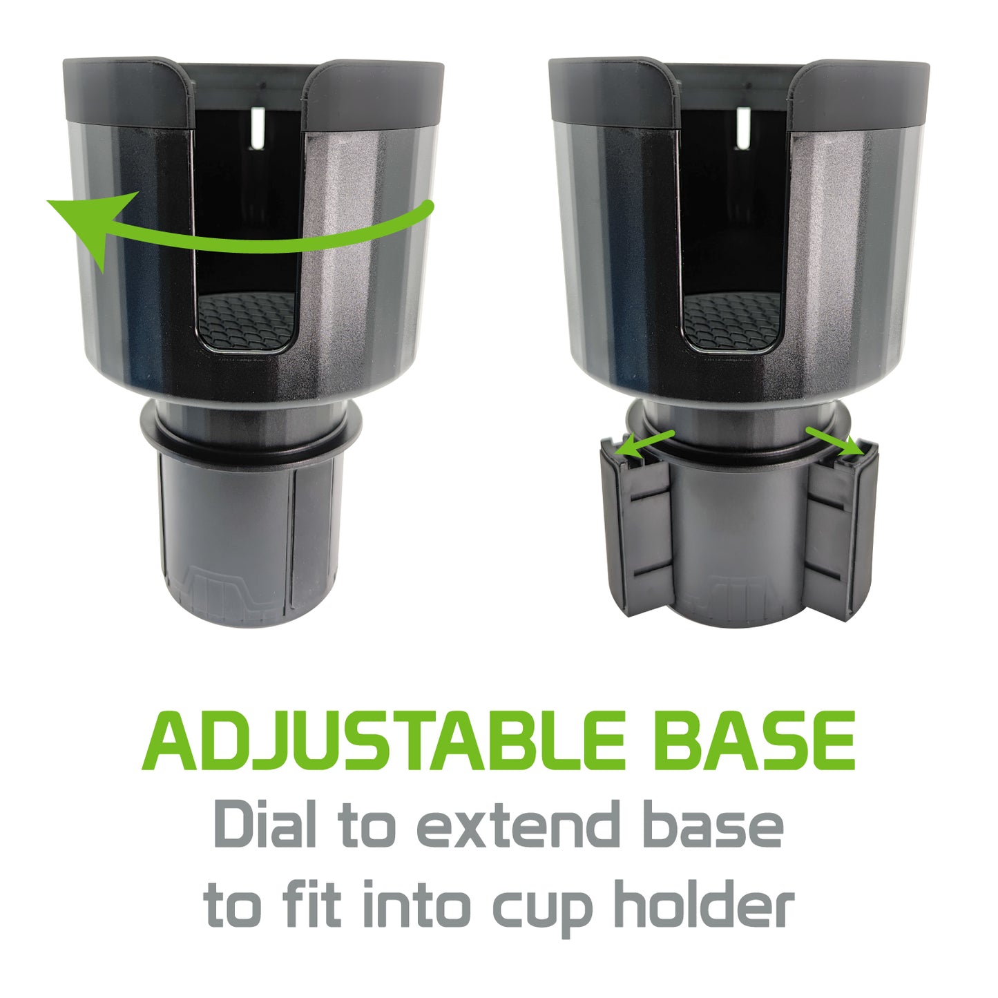 Expandable Car Cup Holder with Adjustable Base, Fit Big Bottles 3.4 to 3.8 Inch, Compatible with Hydro Flasks 32/40 Ounce, Black