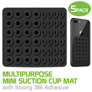 SCUPBK5 - Cellet Multipurpose Mini Suction Cup Mat – 5 Pack | Strong 3M Adhesive | Dashboard, Phone, Battery Pack Holder | Compact 2.3" x 3.3" Grip Pads for Car, Home, & Travel