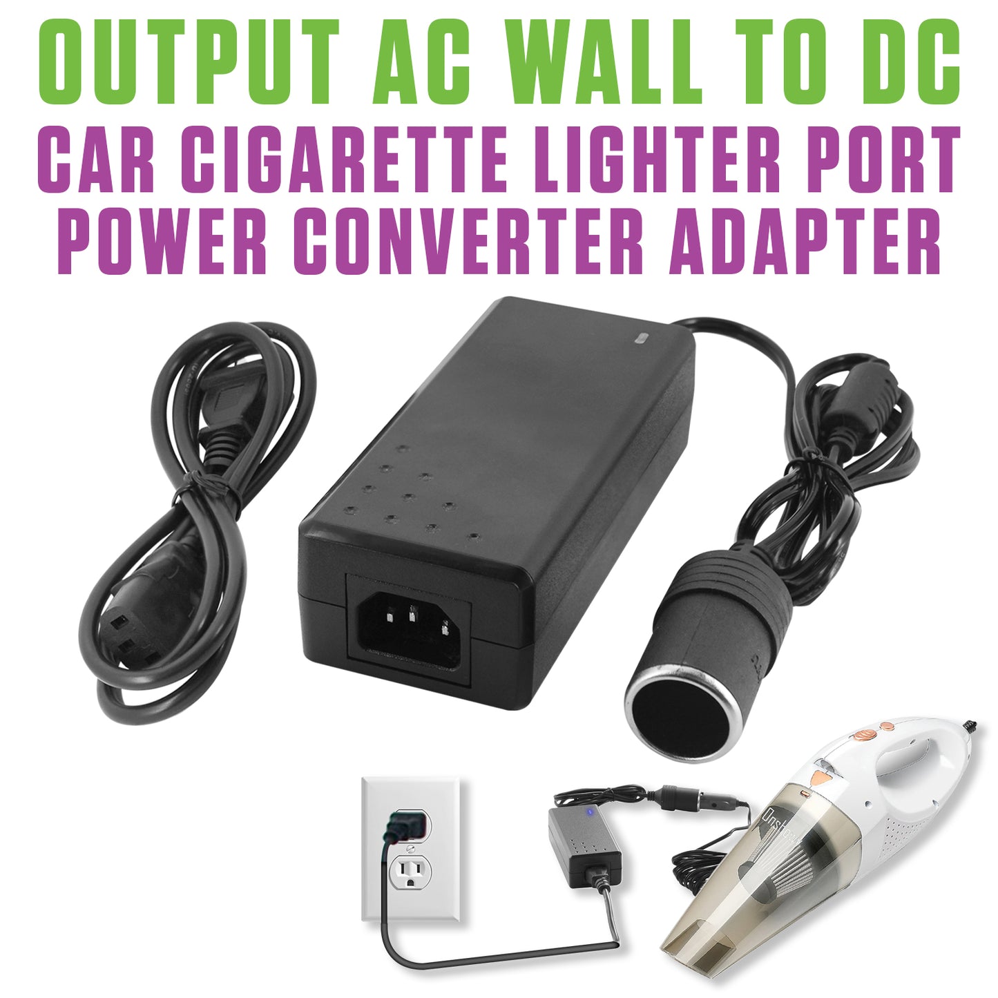 FM8500 - Cellet AC to DC Car Power Converter Adapter, 110V/120V AC Wall Outlet to 12V DC Cigarette Lighter Socket, 8.5A 102W Power Supply Adapter for Car Accessories, GPS, Phones, Dash Cams, Mini Vacuums