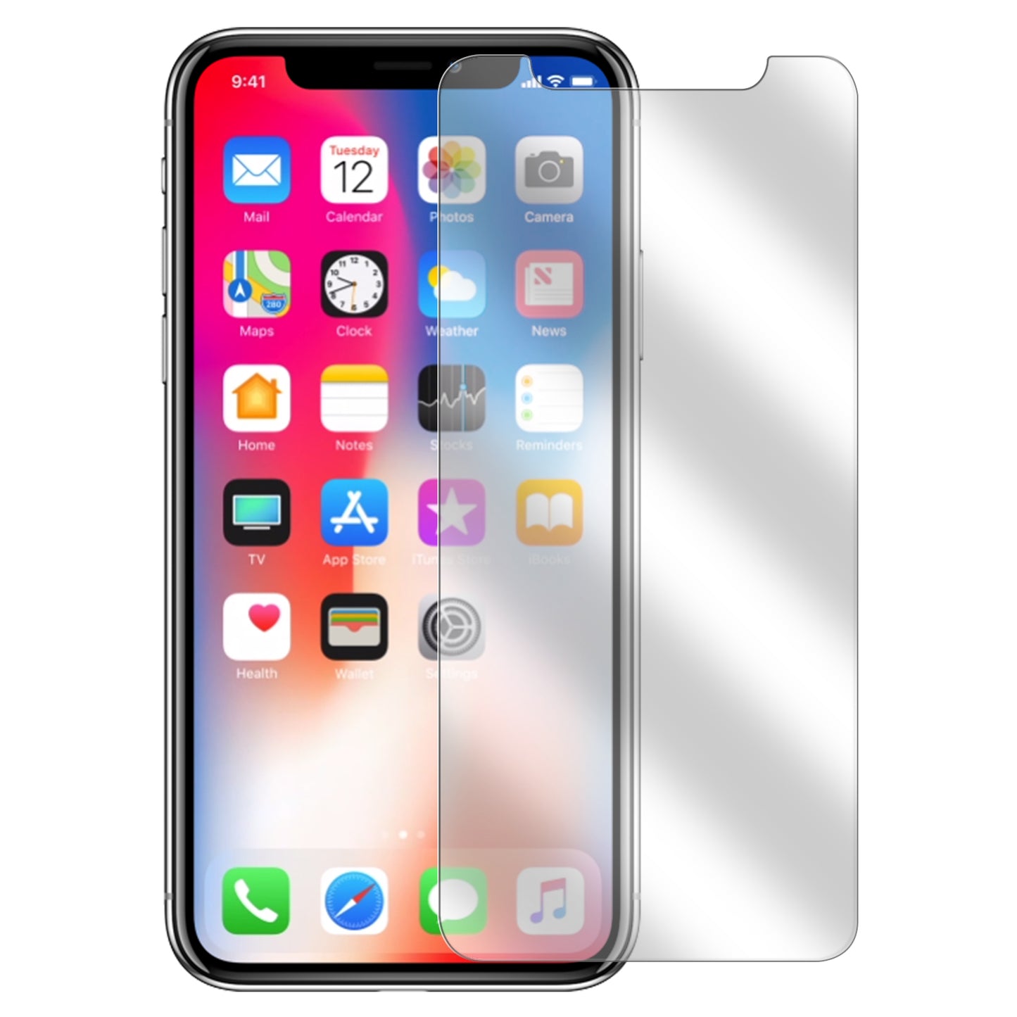 SAIPHX -Anti Glare Glass Screen Protector, Tempered Glass 9H - iPhone X