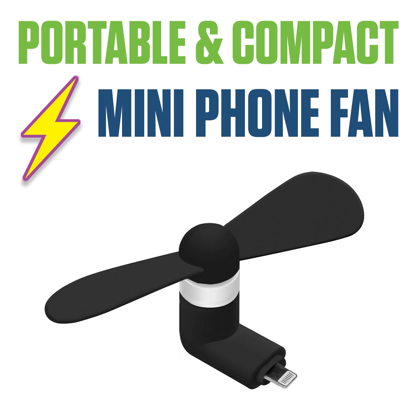 FANLIGHTNING - Portable Mini Phone Fan for iPhone with Lightning Connector – Compact Cooling USB Fan Attachment, Quiet & Lightweight Handheld Gadget for Travel, Outdoor, Office, and Hot Summer Days