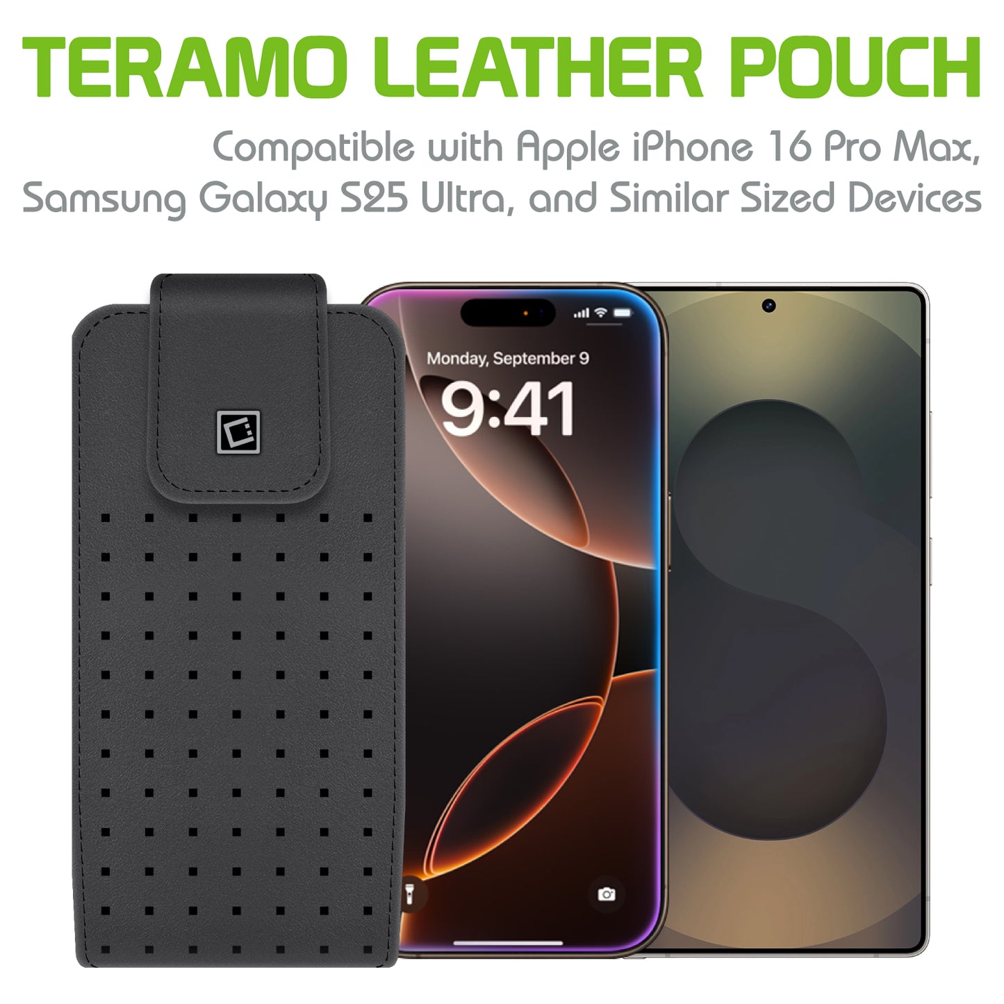 LTERLAGB - Cellet Teramo Leather Pouch for Samsung Galaxy S9 Plus, Galaxy S8 Plus, iPhone 8 Plus, 7 Plus, 6S Plus and More(Fits with Slim Case On)