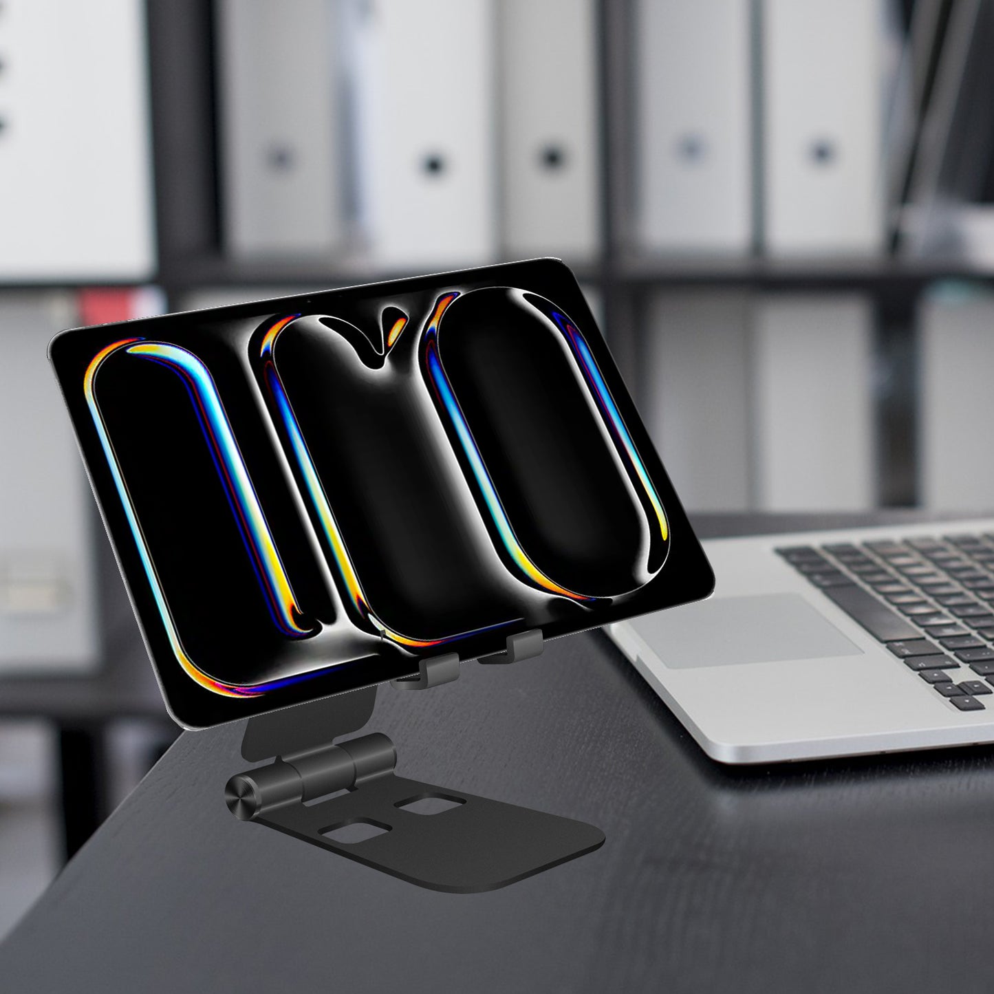 PHALUBK_FA - Adjustable Desktop Stand, Heavy Duty Adjustable Aluminum stand with 270 Degree Rotation for Smartphones, Tablets, iPads and Nintendo Switch – Black