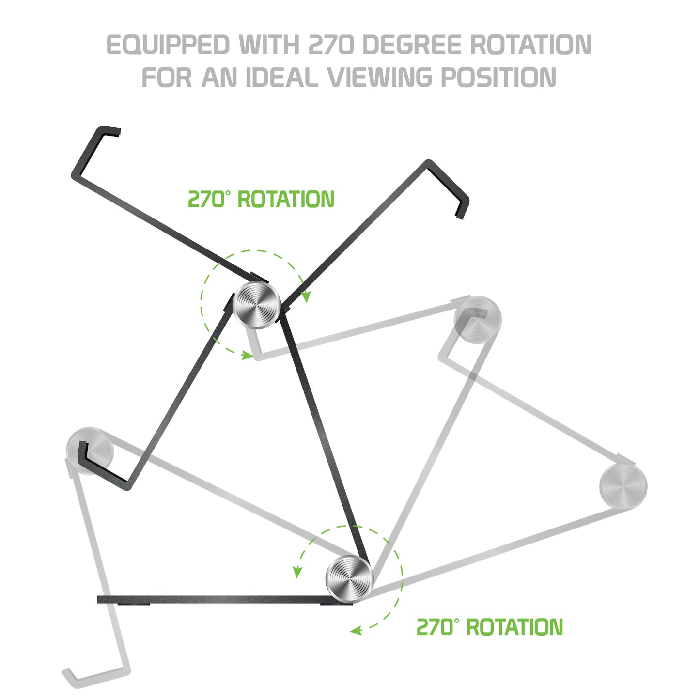 PHALUBK_FA - Adjustable Desktop Stand, Heavy Duty Adjustable Aluminum stand with 270 Degree Rotation for Smartphones, Tablets, iPads and Nintendo Switch – Black