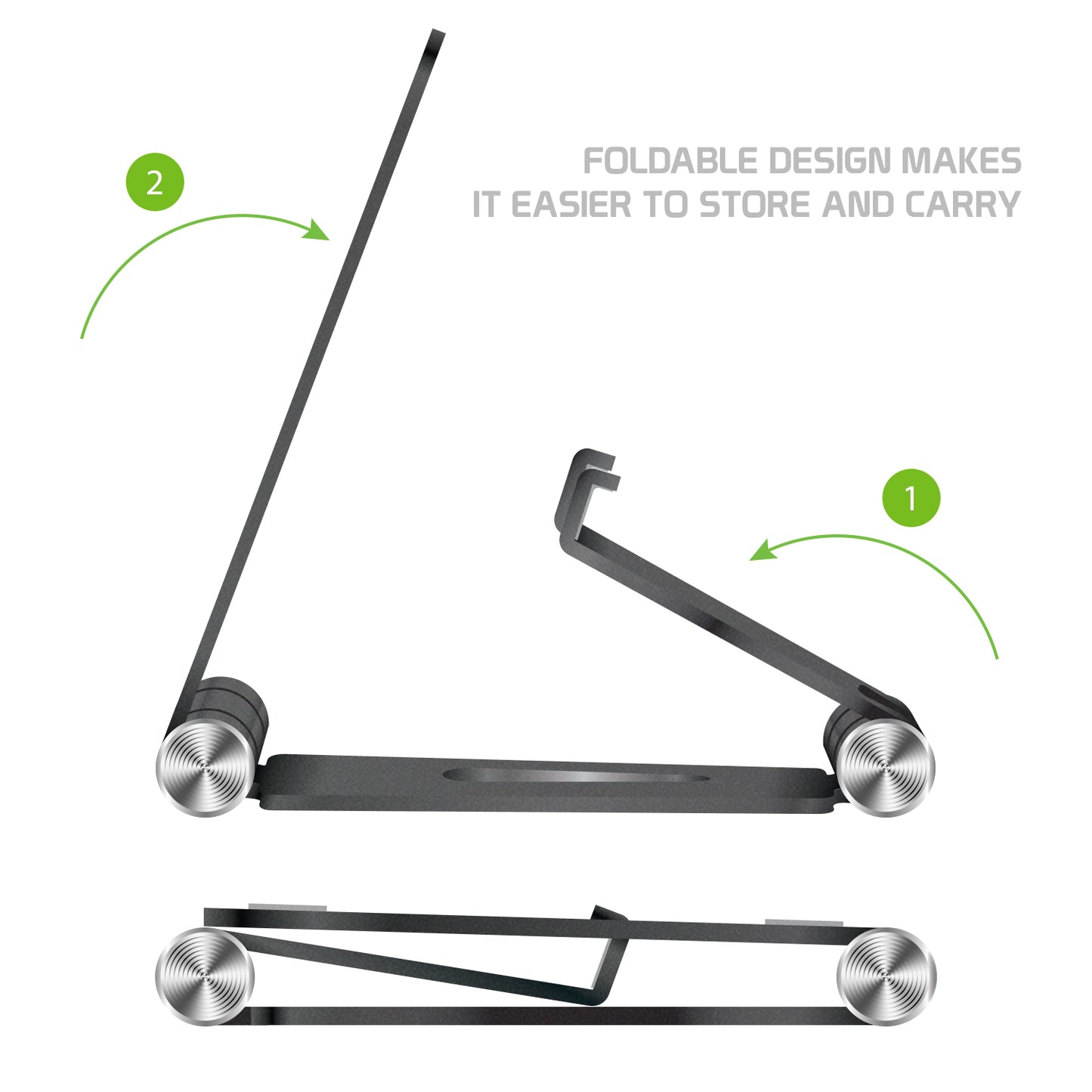 PHALUBK_FA - Adjustable Desktop Stand, Heavy Duty Adjustable Aluminum stand with 270 Degree Rotation for Smartphones, Tablets, iPads and Nintendo Switch – Black