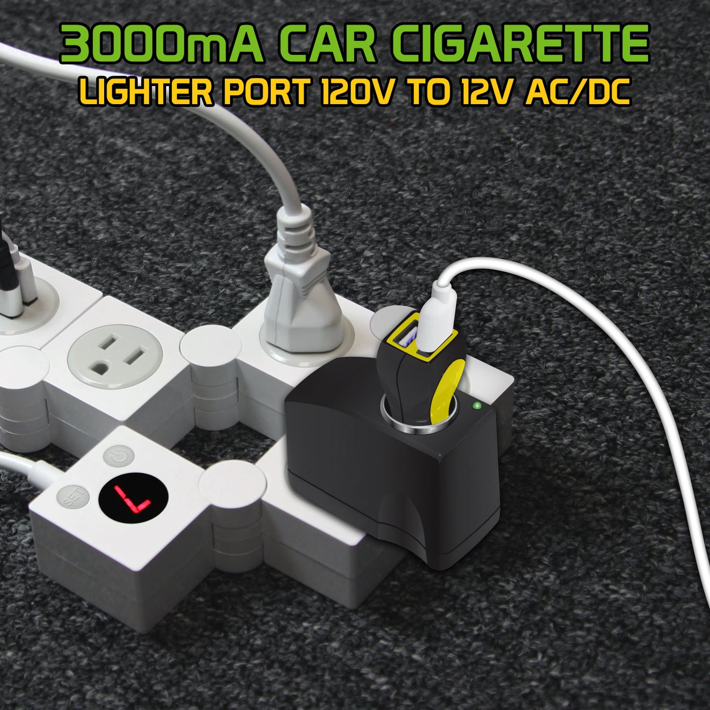 FM3000 - Compact Power Converter, 120V AC to 12 V DC (3000mA) Power Converter by Cellet