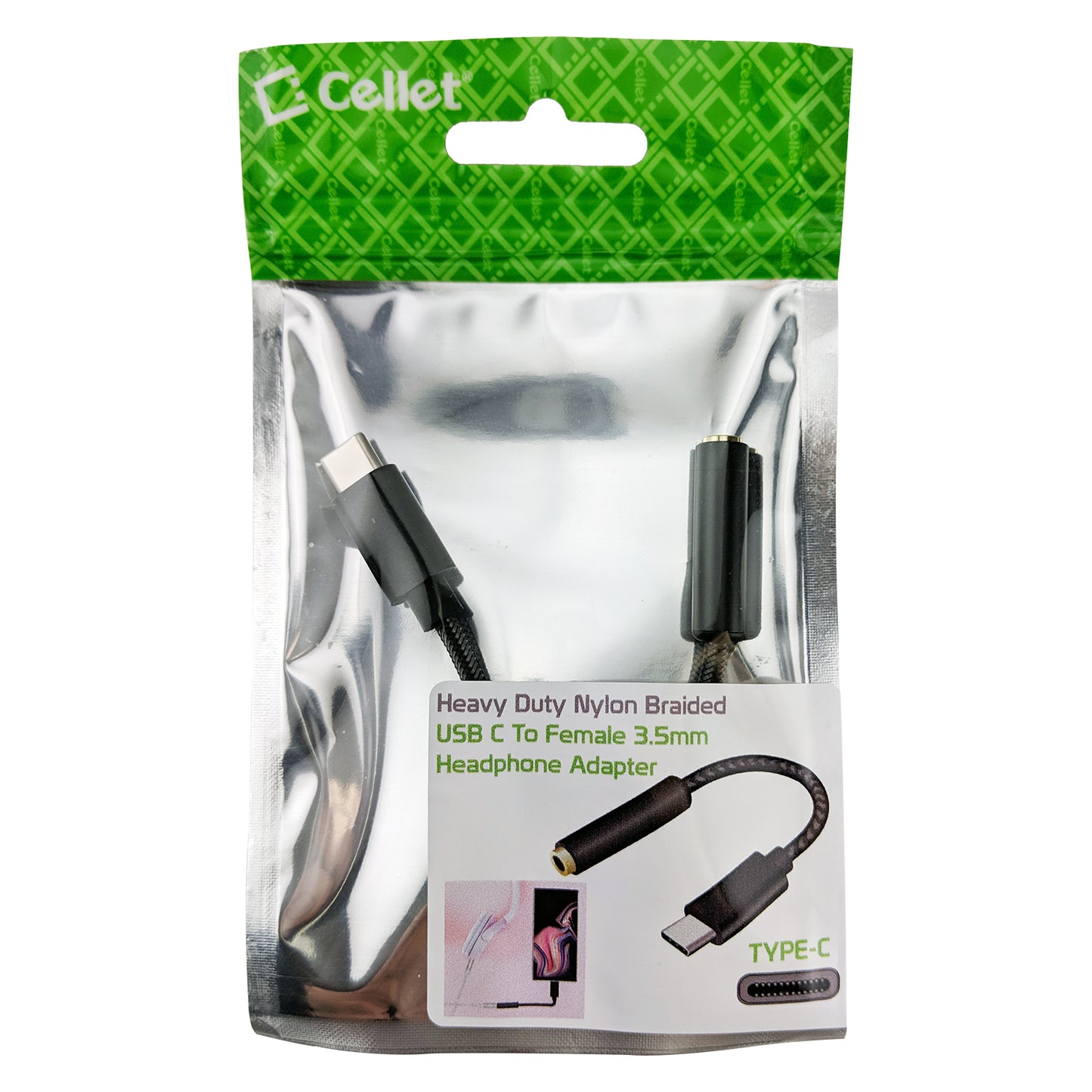 DCAFEMB -USB C to 3.5mm Female Headphone Adapter, Heavy Duty Nylon Braided Audio Converter