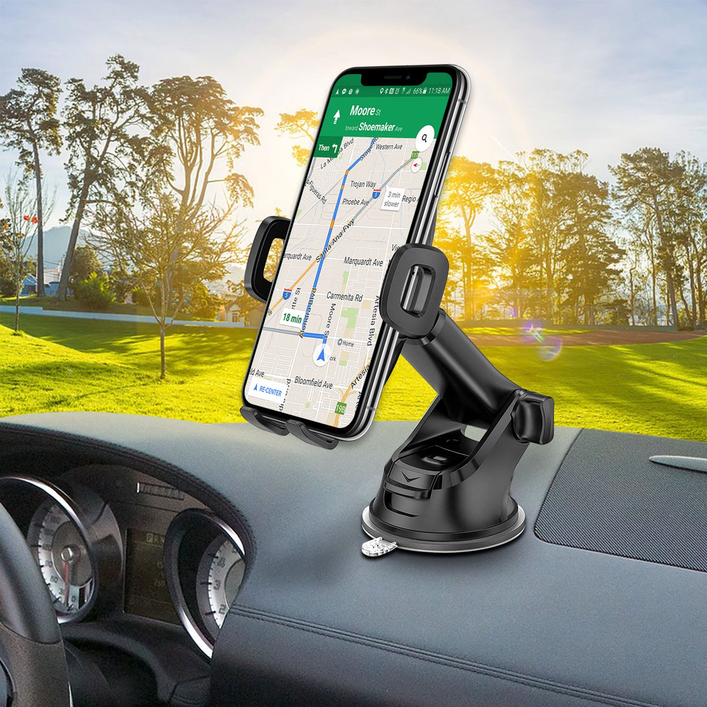 RHSU200 - Cellet Dashboard/Windshield Phone Mount with Suction Cup – Adjustable Arm, 360° Rotation, One-Touch Release – Universal Car Holder for iPhone 16/15/14/13 Pro Max, Samsung Galaxy s25/S24/S23 & More