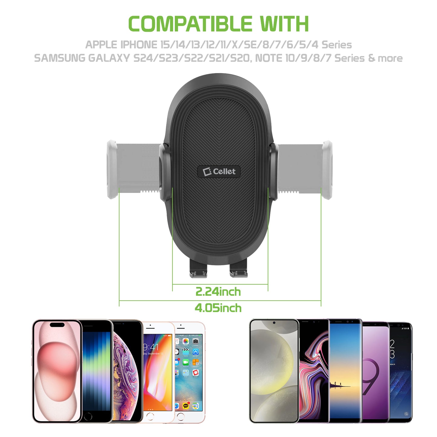 RHSU200 - Cellet Dashboard/Windshield Phone Mount with Suction Cup – Adjustable Arm, 360° Rotation, One-Touch Release – Universal Car Holder for iPhone 16/15/14/13 Pro Max, Samsung Galaxy s25/S24/S23 & More