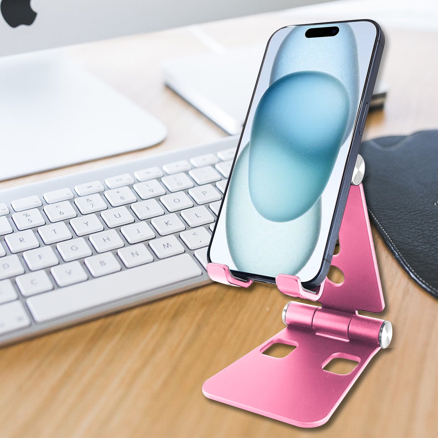 Rose Gold Desktop Phone Stand Smartphone Holder Mount, Durable Easy Folding.