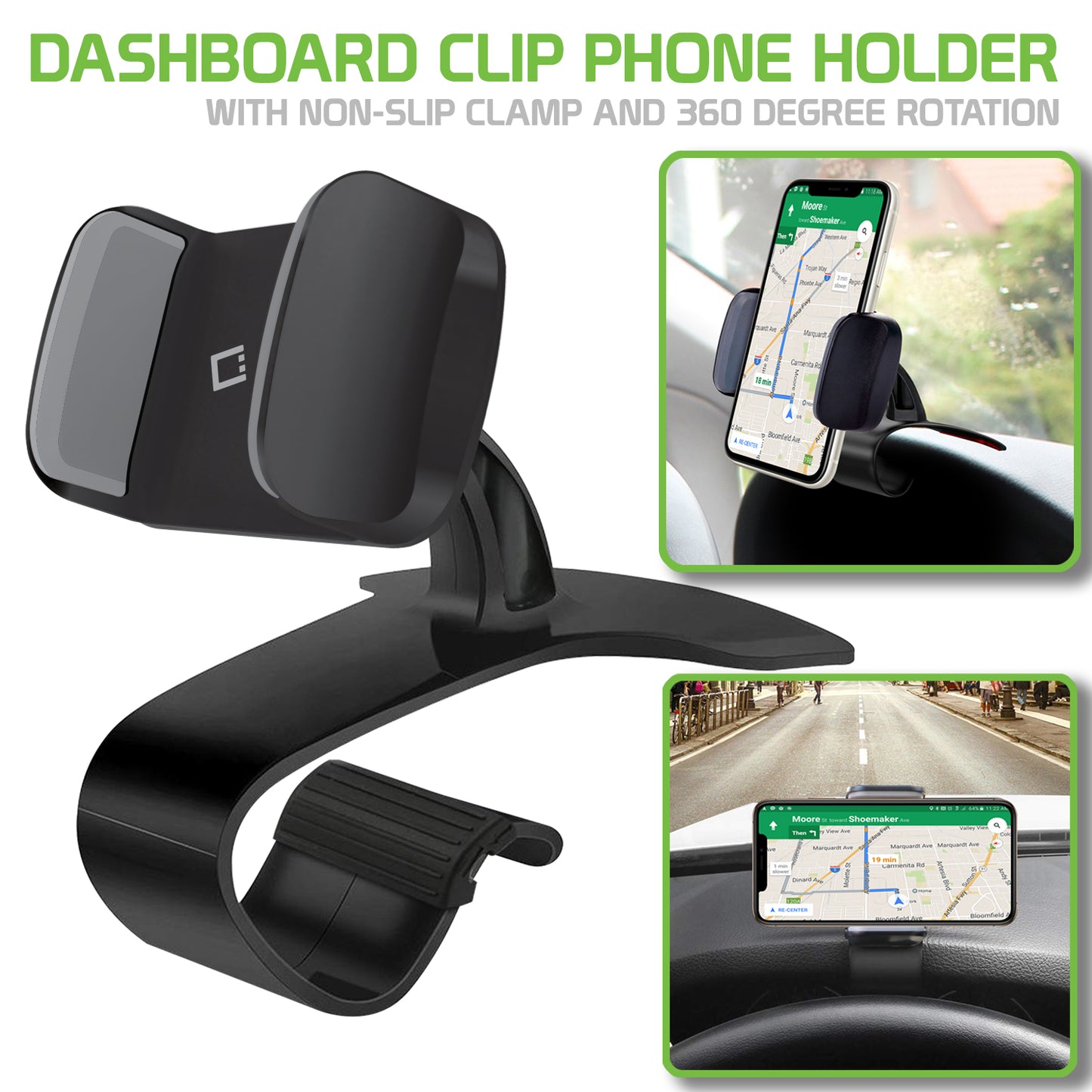 PHD255 - Dashboard Phone Holder Cradle Non Slip Clip Mount Adjustable