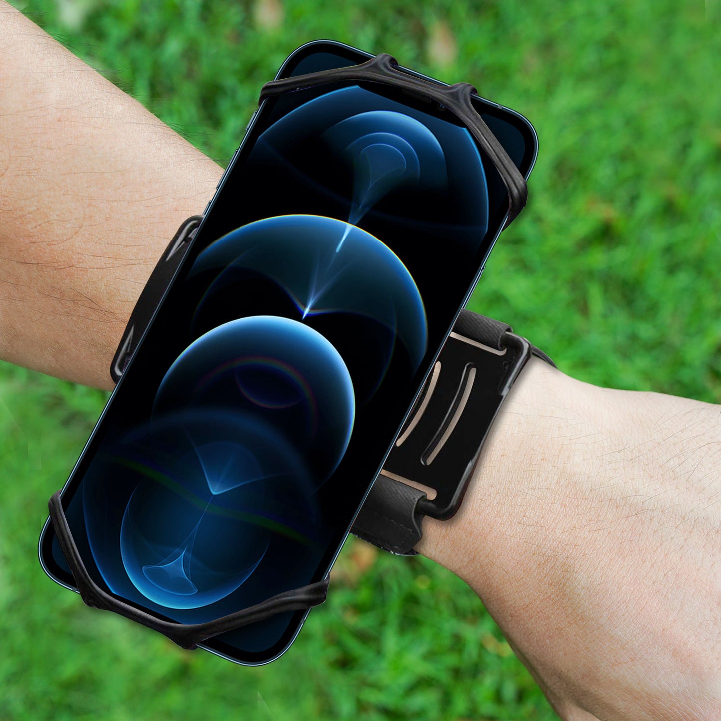 NEOARM490 - Sports Wristband Smartphone holder, 180 Degree Rotational, ,Adjustable Velcro Band, Fits 4 to 6 inch Phones - Black
