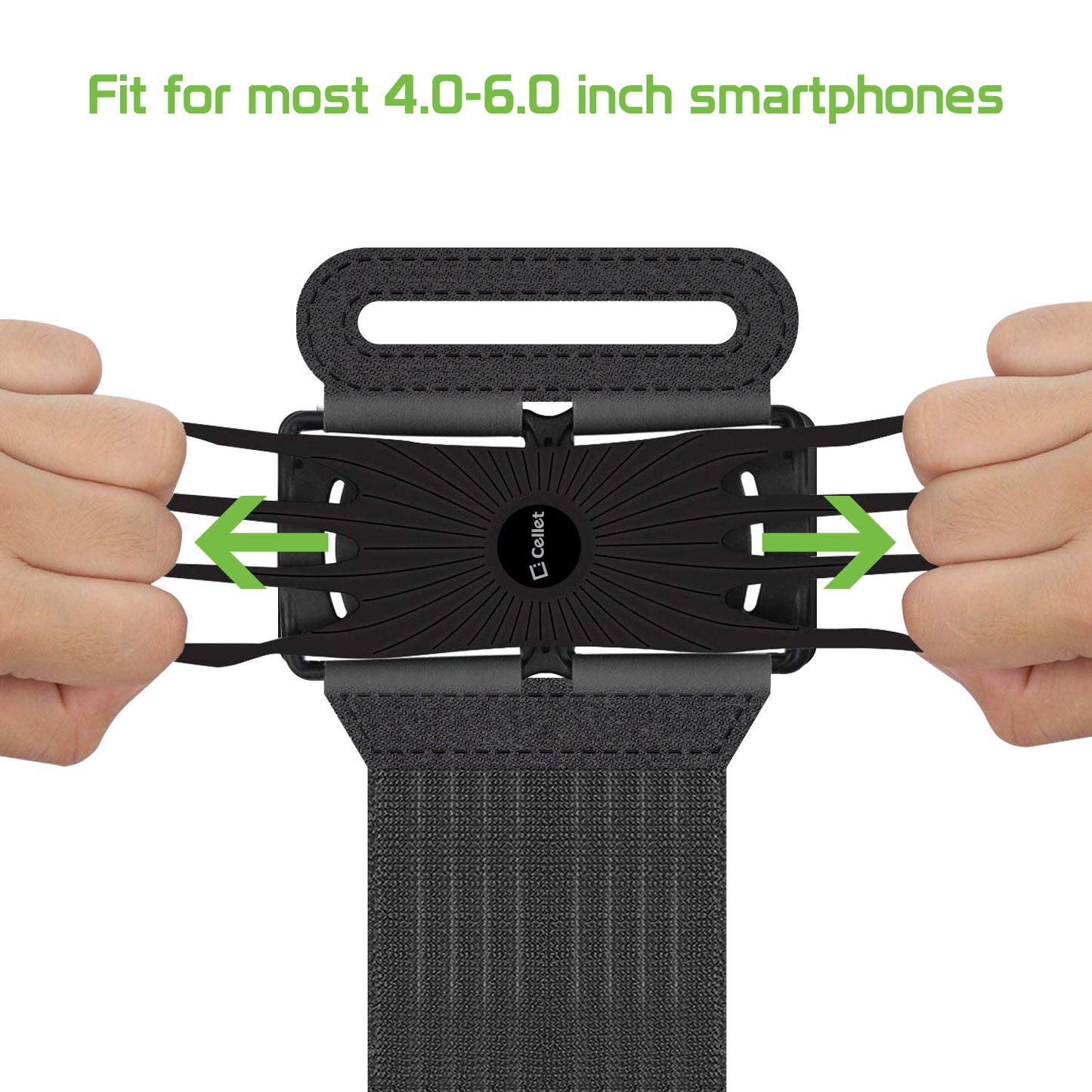 NEOARM490 - Sports Wristband Smartphone holder, 180 Degree Rotational, ,Adjustable Velcro Band, Fits 4 to 6 inch Phones - Black