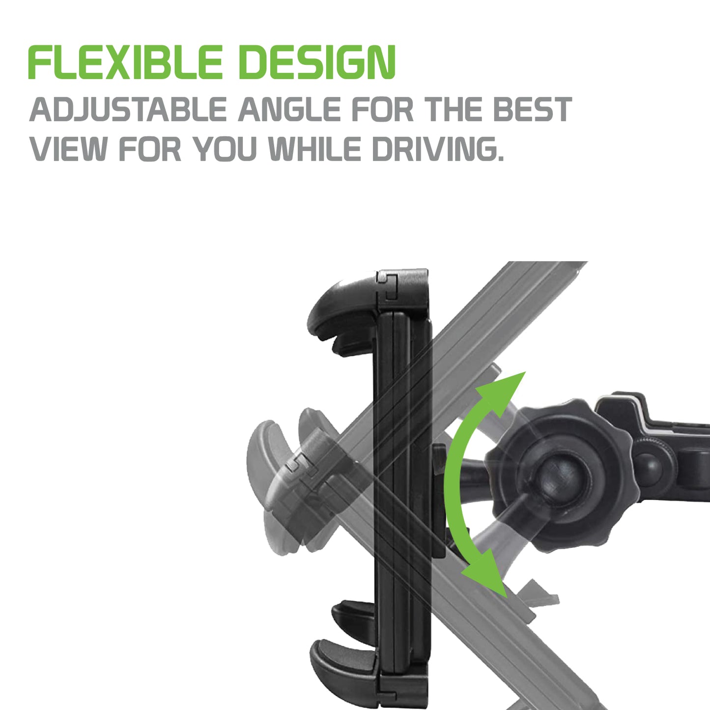 PH360 - Headrest Tablet/Smartphone iPad iPhone Holder, Mount Holder with Extendable Telescopic Arm for Apple iPad, iPhones (fits up to 10”) - Black
