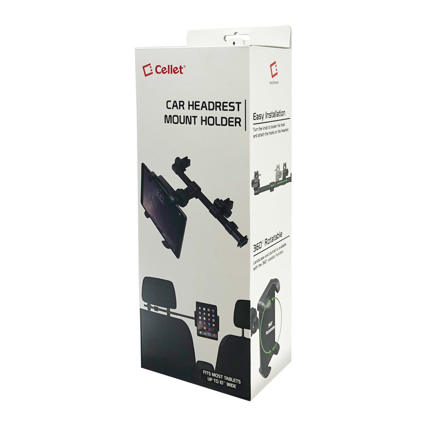 PH360 - Headrest Tablet/Smartphone iPad iPhone Holder, Mount Holder with Extendable Telescopic Arm for Apple iPad, iPhones (fits up to 10”) - Black