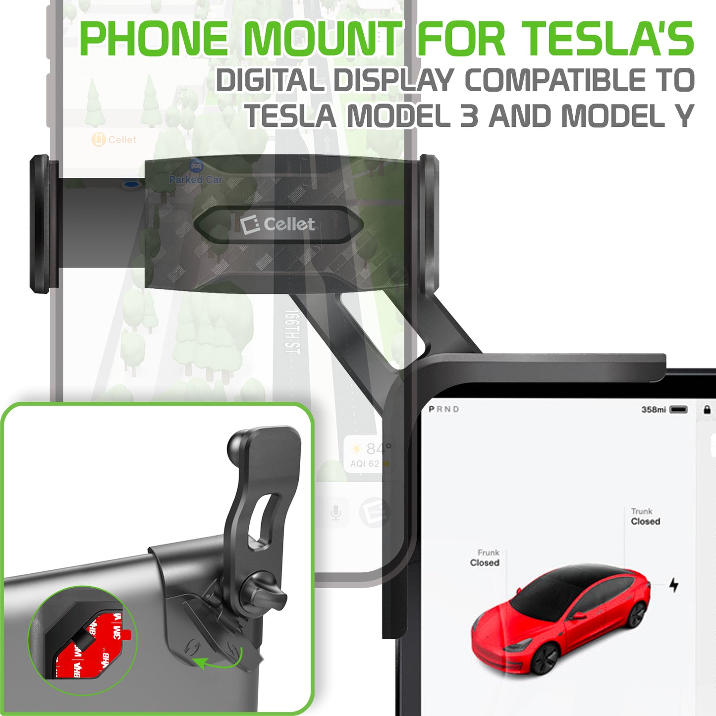 Phone Mount for Tesla's Digital display Compatible to Tesla Model 3 and Model Y