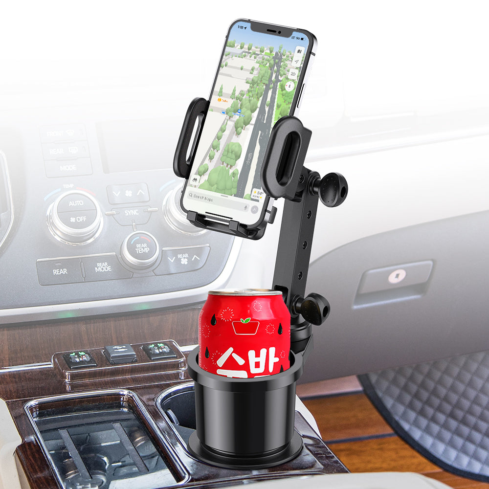 Cup Holder With Phone Holder; Adjustable Base To Fit Most Cars