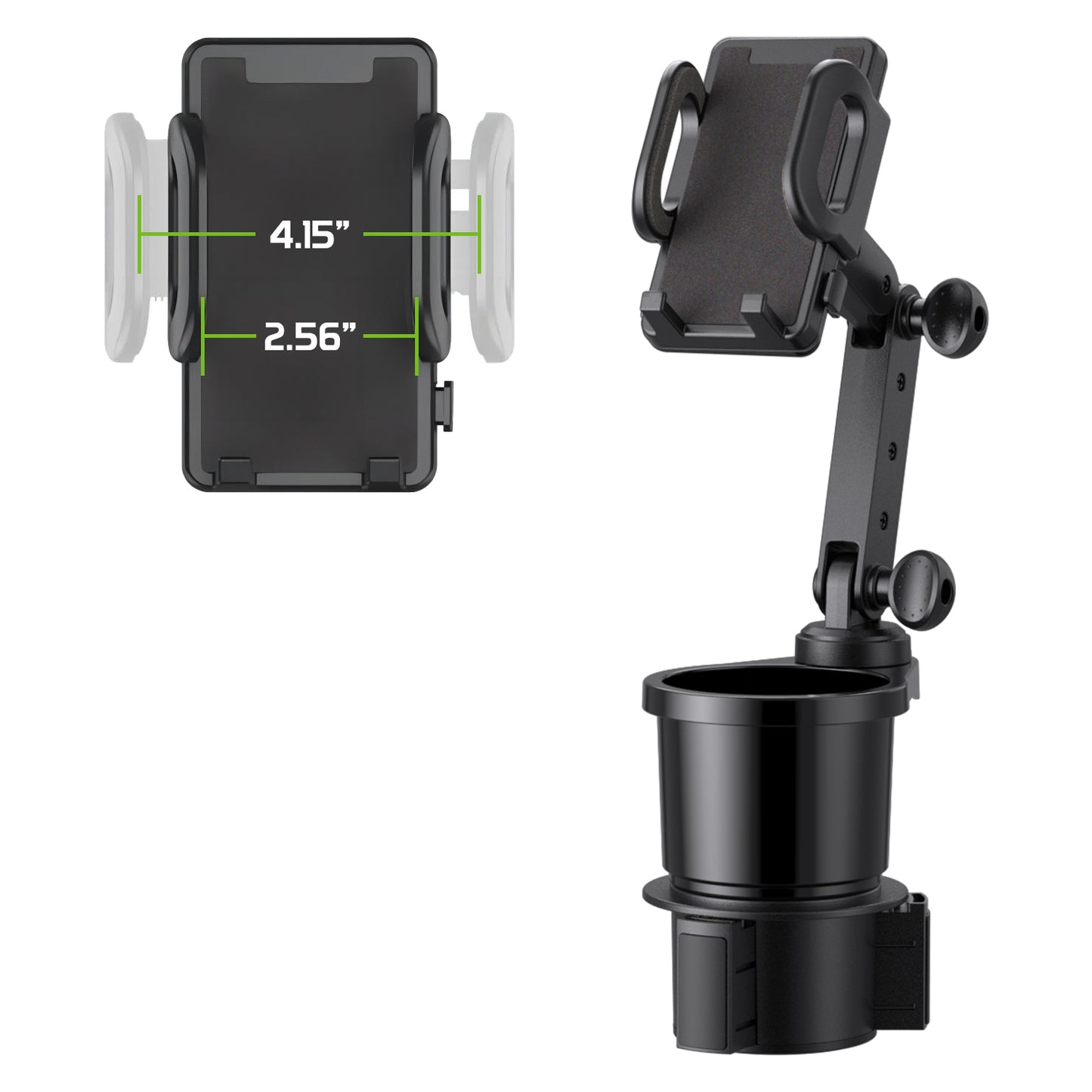 Cup Holder With Phone Holder; Adjustable Base To Fit Most Cars