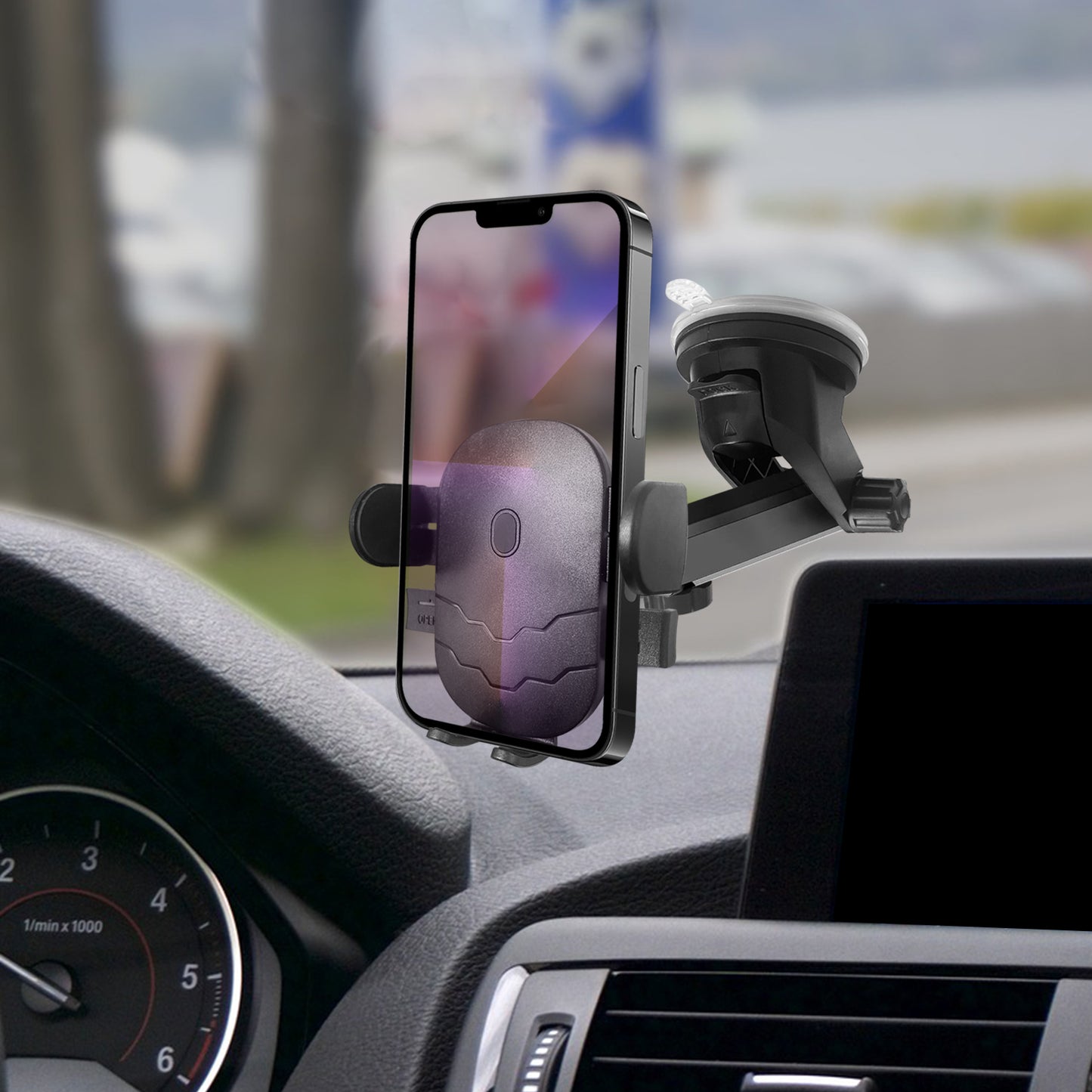 PH180 - Dashboard Phone Mount, Reusable Suction Cup Dashboard Phone Holder with 360 Degree Rotation and Extendable 270 Degree Arm