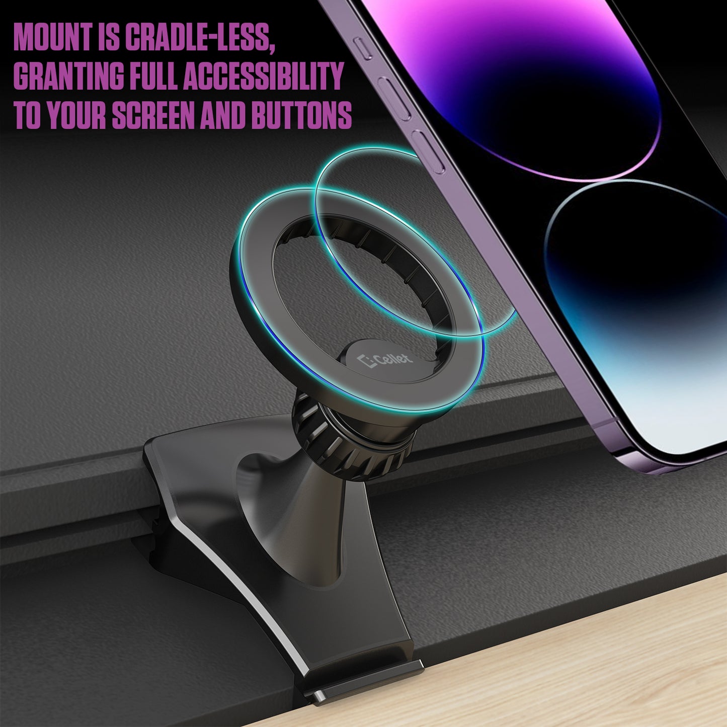 PH211 - Cellet Magnetic Air Vent Phone Mount for Tesla Model 3 & Model Y – Cradle-Less 360° Rotation Car Holder with Extra-Strength Metal Ring – Compatible with iPhone 16/15/14/13 & Samsung Galaxy S25/S24