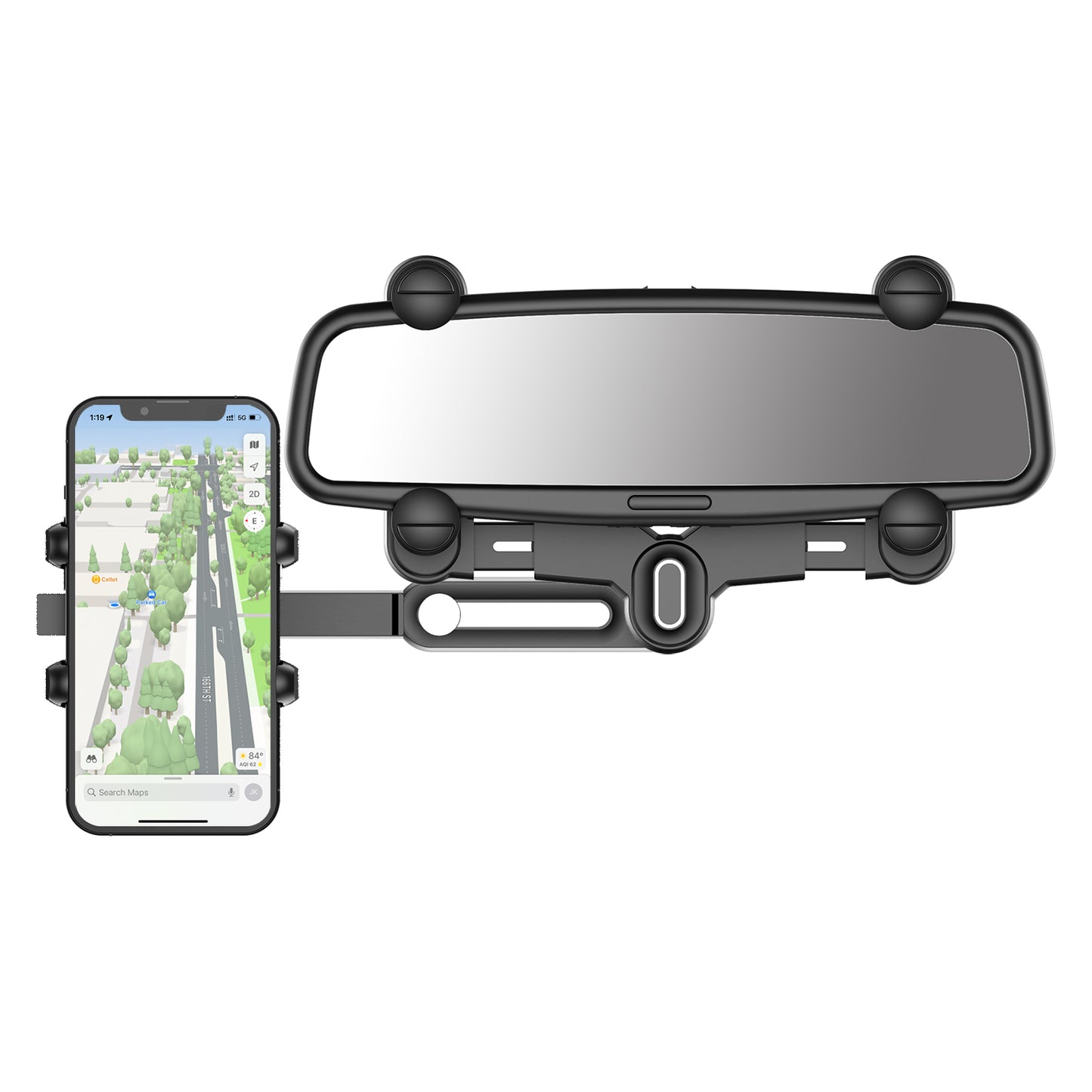 PHMIR5 -  Cellet Versatile Rear View Mirror Phone Holder with 360°Rotating Cradle & Numerous Viewing Angles