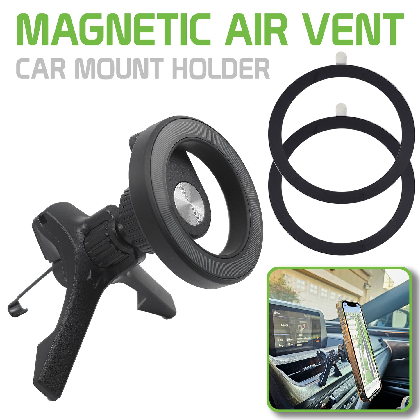 PH212 - Cellet Magnetic Air Vent Car Mount Holder – Universal Magnetic Phone Holder for Car Vent, Secure Hands-Free Dashboard Mount Compatible with Magsafe iPhone, Android, GPS Devices