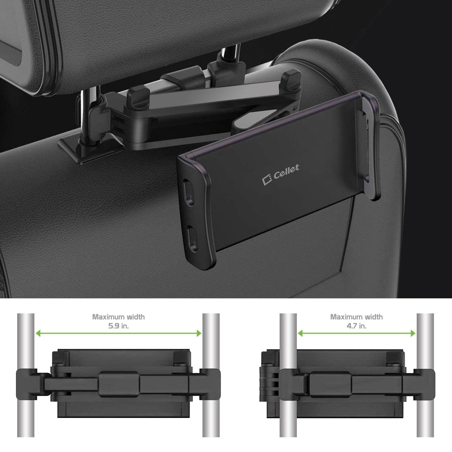 REAR SEAT HEADREST PHONE MOUNT - Black