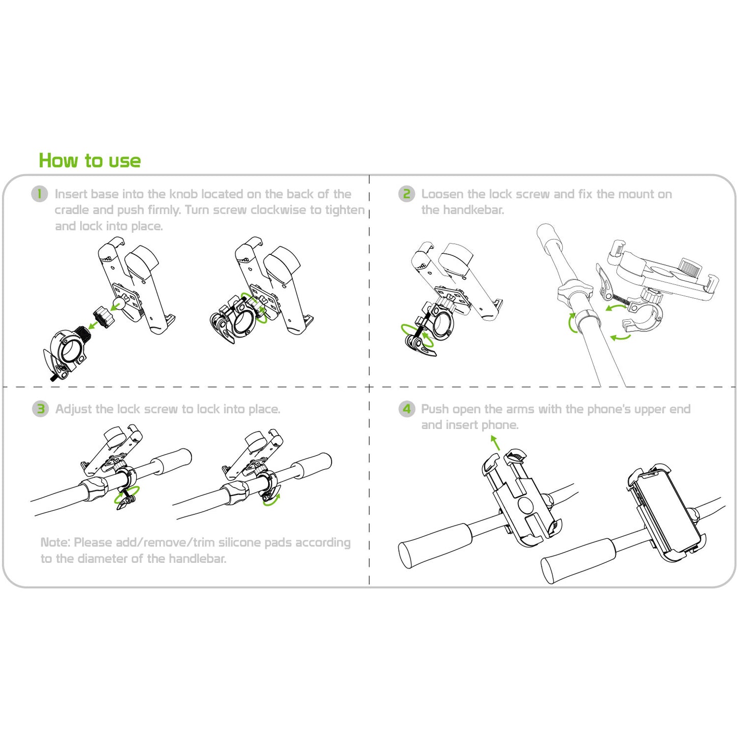 PHBIKE01 - Bike Smartphone Mount, Universal Heavy Duty Bicycle Holder Mount With 360 Degree Rotation Compatible to 4.7”-6.8” Devices