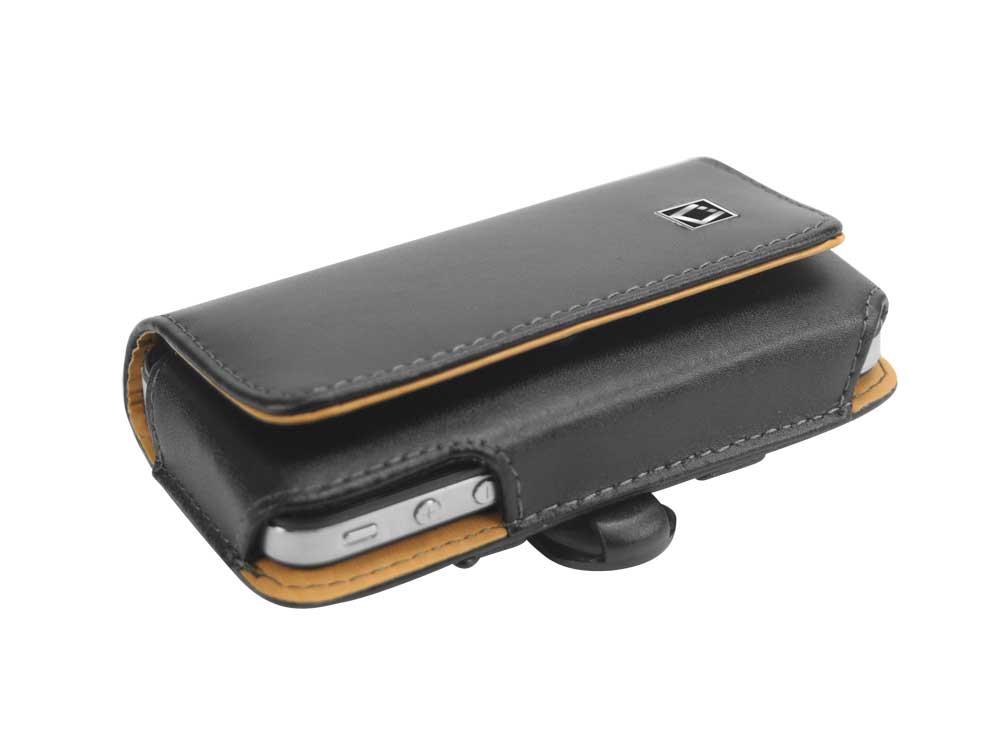 Cellet Black Horizontal Noble Case with Cellet Removable Spring Clip For Apple iPhone and similar size phones