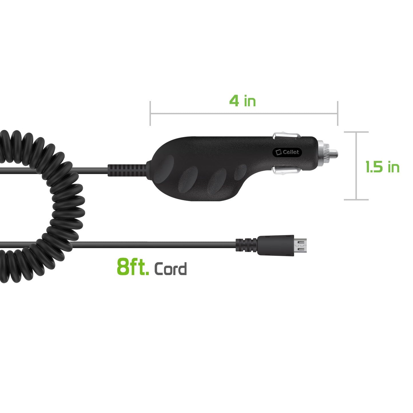 PMICROX - Cellet 800mA Micro USB Vehicle Car  Super Charger for Most Recent Android Phones