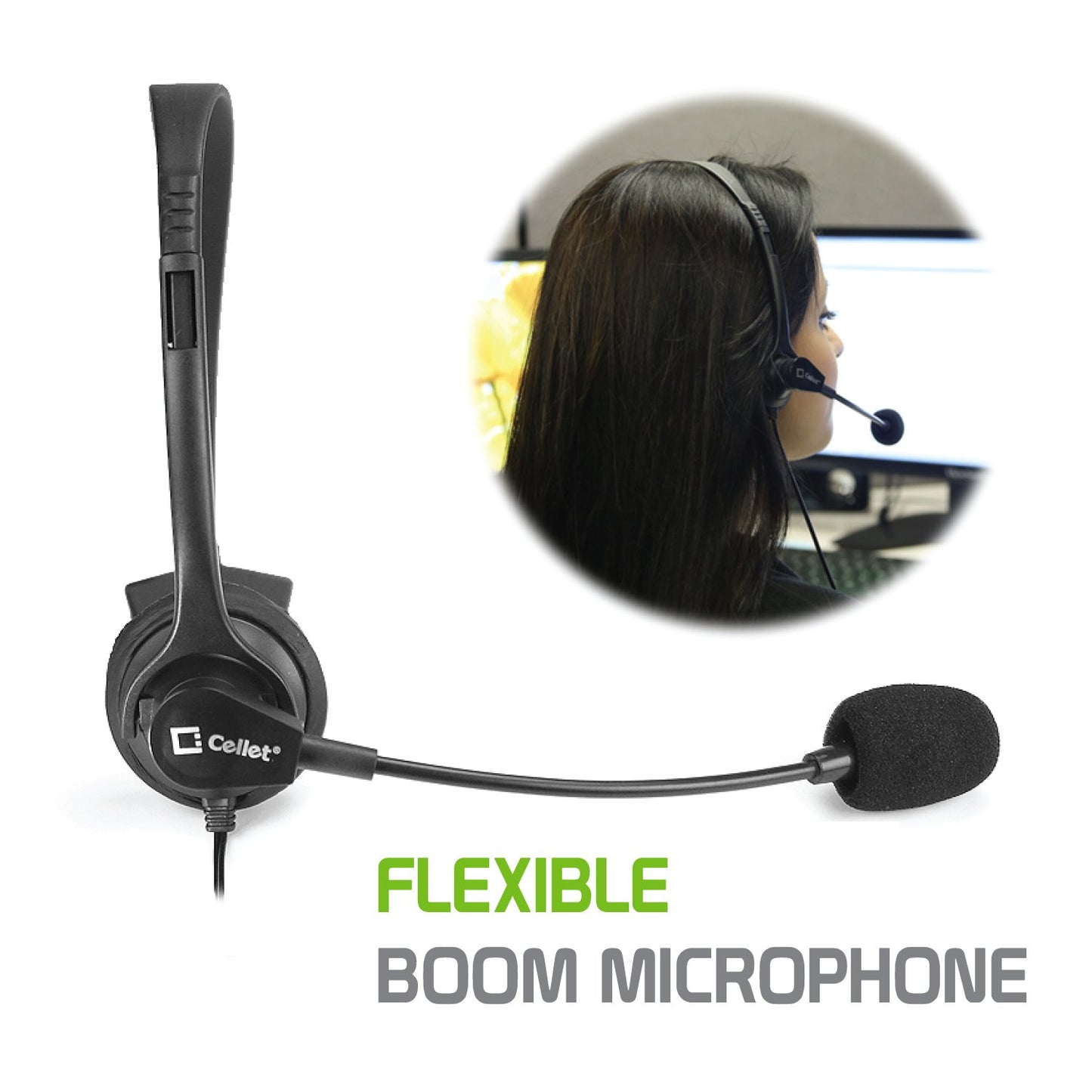 EP35O - Cellet Hands-Free Headset 3.5mm with Boom Mic