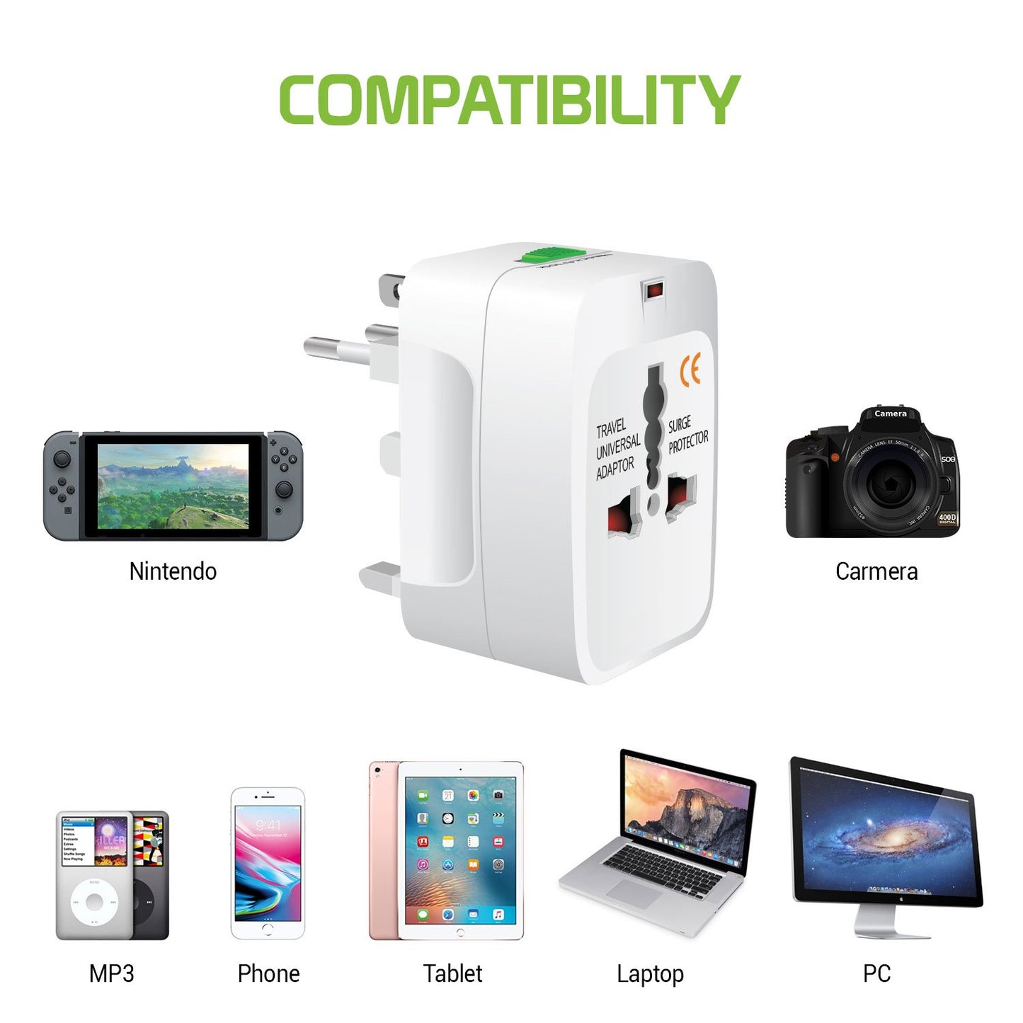 Portable Worldwide Universal Power Adapter Converter All in One International Travel Wall Plug for Wall Input in USA EU UK France Italy Australia