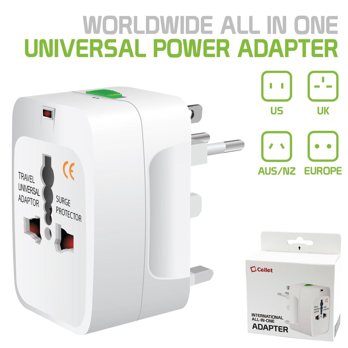 Portable Worldwide Universal Power Adapter Converter All in One International Travel Wall Plug for Wall Input in USA EU UK France Italy Australia