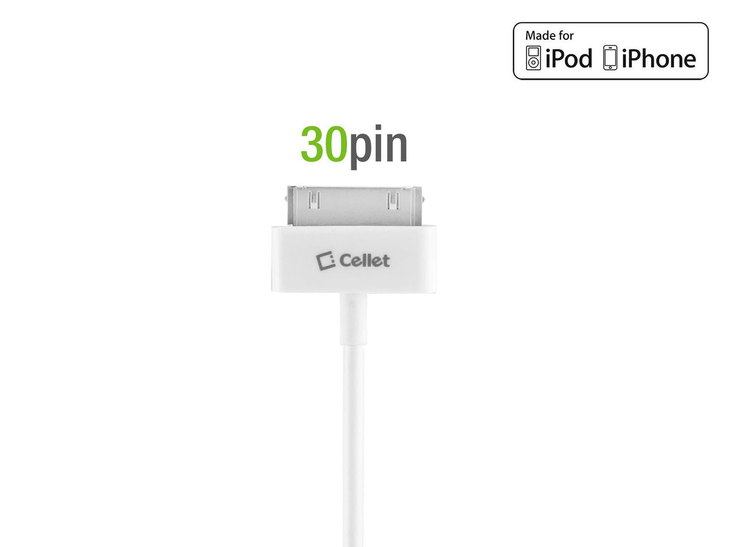 PIPHGW - Cellet White Premium Plug in Car Charger with Blue LED For Apple iPhone 4, 3GS, 3G, iPod Touch, & Nano (Made for iPhone, Licensed By Apple)