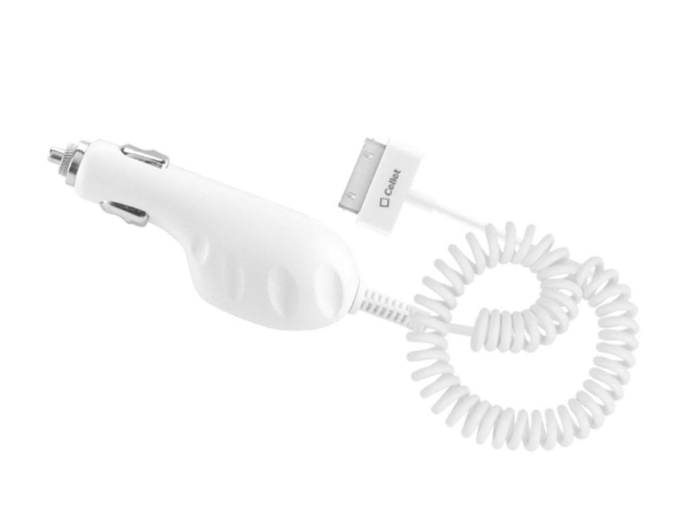 PIPHGW - Cellet White Premium Plug in Car Charger with Blue LED For Apple iPhone 4, 3GS, 3G, iPod Touch, & Nano (Made for iPhone, Licensed By Apple)